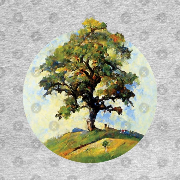 Old Oak On Hilltop Painting | Tree by TMBTM